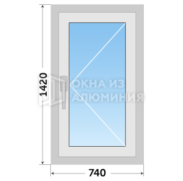 Поворотное окно под ключ из алюминия AL-622